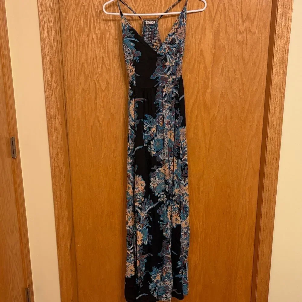 Free People Through The Vine Maxi Dress Women’s Size  S Floral Black Racerback